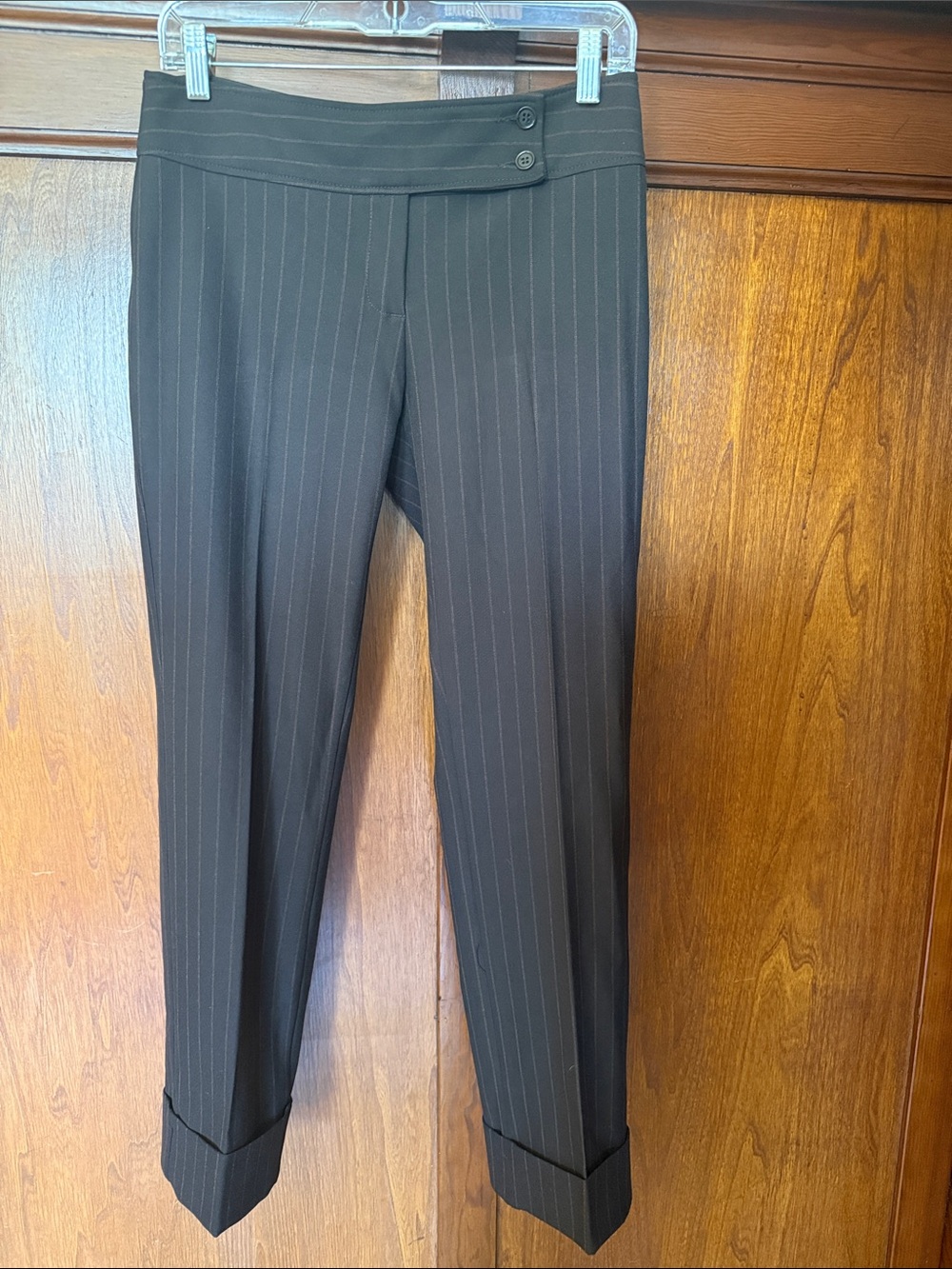 Vintage United Colors Of Benetton Dark Brown Pinstripe Trousers Y2K